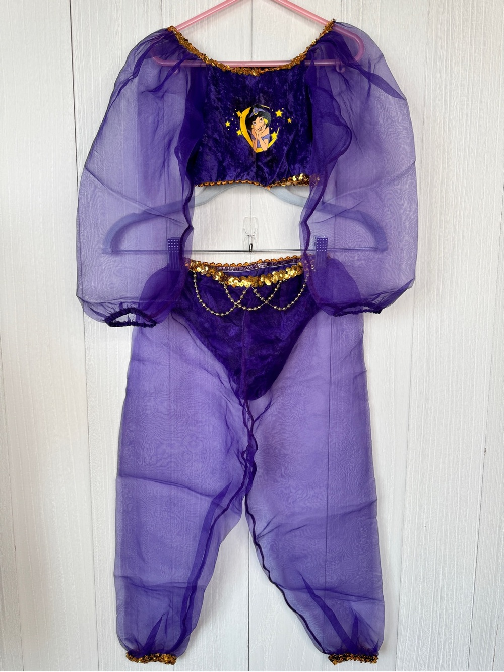 VTG 90s Disney Store Princess Jasmine Purple Costume Two Piece Girls Size 4/6